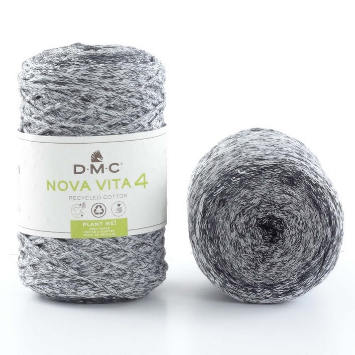 DMC Nova Vita 4 (Multicolor 250g) - 80% recycelte Baumwolle / 20% Polyester - 122 Grey Black