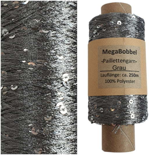 Paillettengarn - Grau - (BG37)