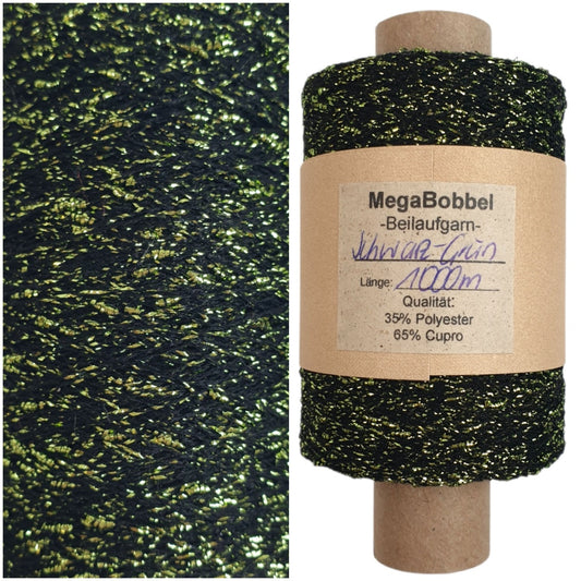 Glitzergarn - Schwarz-Grün - (BG54R) - dickeres Lurexgarn