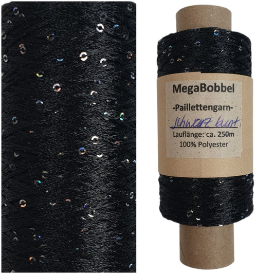 Paillettengarn - Schwarz bunt - (BG69R) - 250m