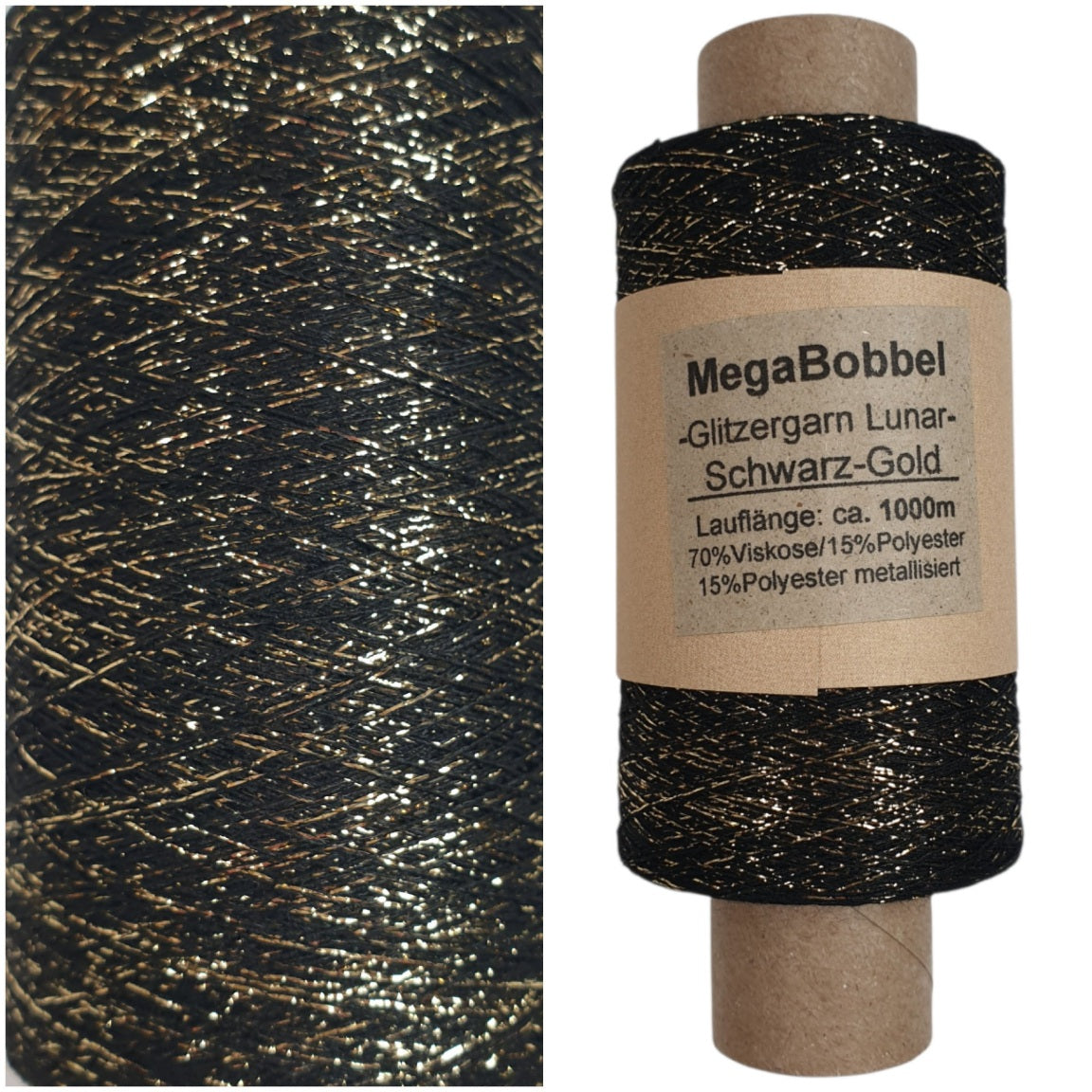 Lunar - Glitzergarn - Schwarz-Gold - (BG) - 1000m