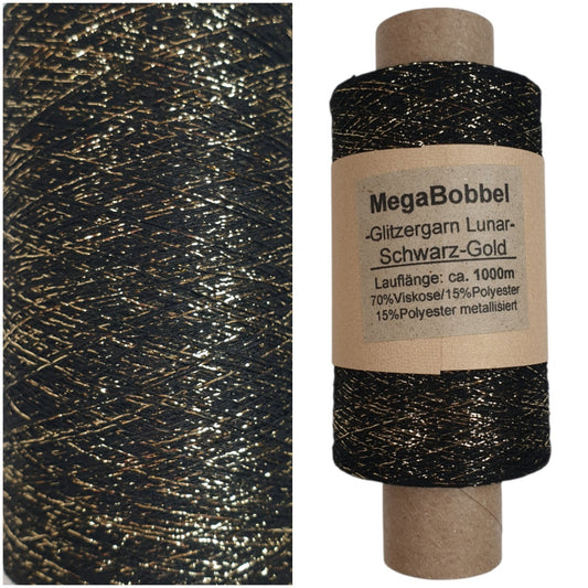 Lunar - Glitzergarn - Schwarz-Gold - (BG) - 1000m