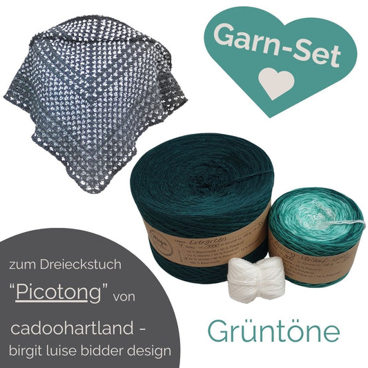 Modalgarn-Set für das Dreieckstuch "Picotong" (ohne Anleitung) - Grüntöne