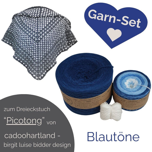 Modalgarn-Set für das Dreieckstuch "Picotong" (ohne Anleitung) - Blautöne