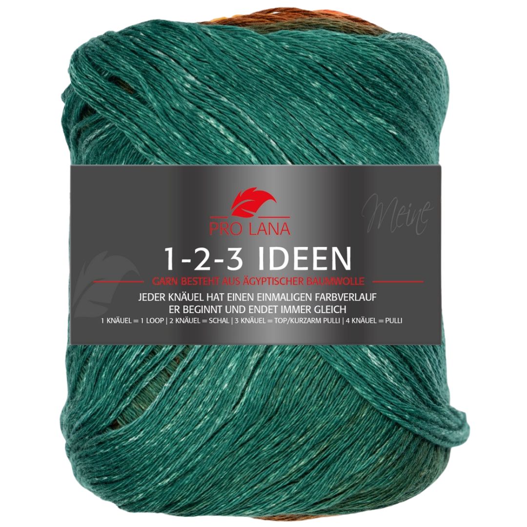 Pro Lana - 1-2-3 IDEEN Farbverlaufsgarn - 32 orange/grün - 100% Baumwolle