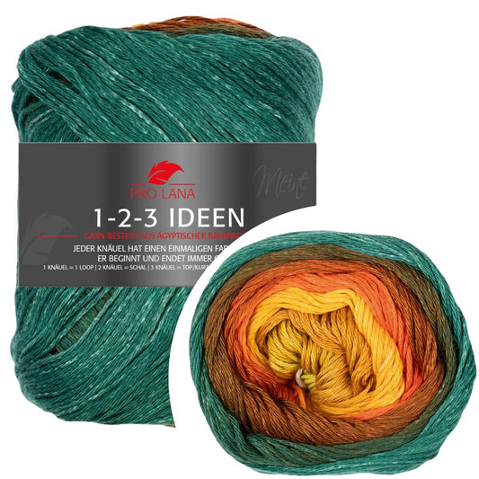 Pro Lana - 1-2-3 IDEEN Farbverlaufsgarn - 32 orange/grün - 100% Baumwolle