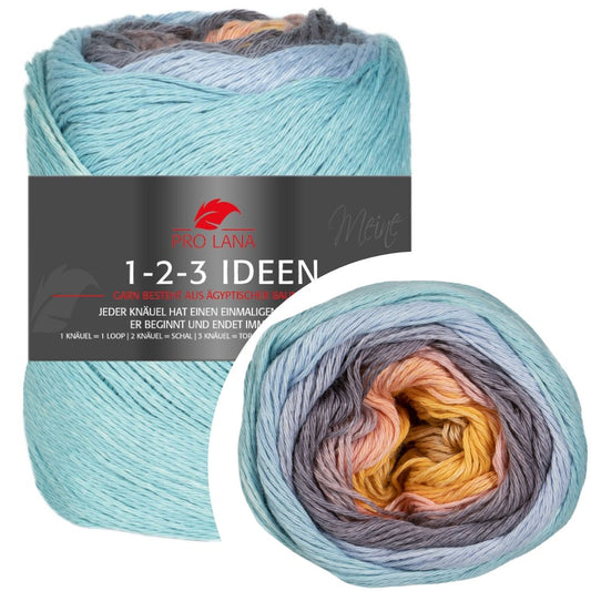 Pro Lana - 1-2-3 IDEEN Farbverlaufsgarn - 21 hellblau/gelb- 100% Baumwolle