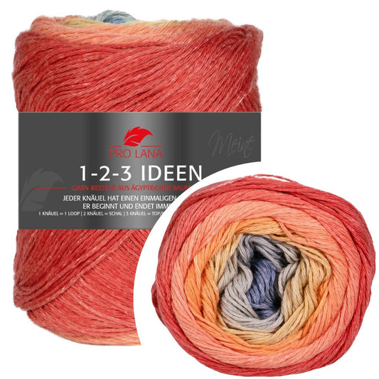 Pro Lana - 1-2-3 IDEEN Farbverlaufsgarn - 18 orange/jeans- 100% Baumwolle