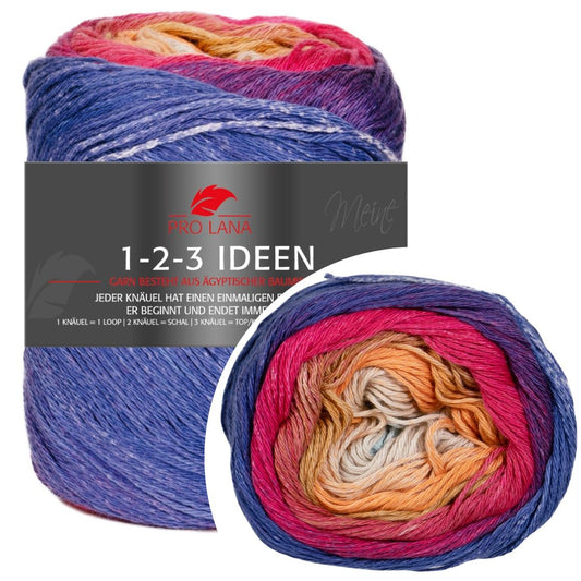 Pro Lana - 1-2-3 IDEEN Farbverlaufsgarn - 20 lila/pink - 100% Baumwolle