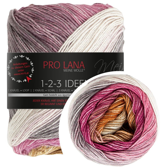 Pro Lana - 1-2-3 IDEEN Farbverlaufsgarn - 09 rosewood/braun - 100% Baumwolle