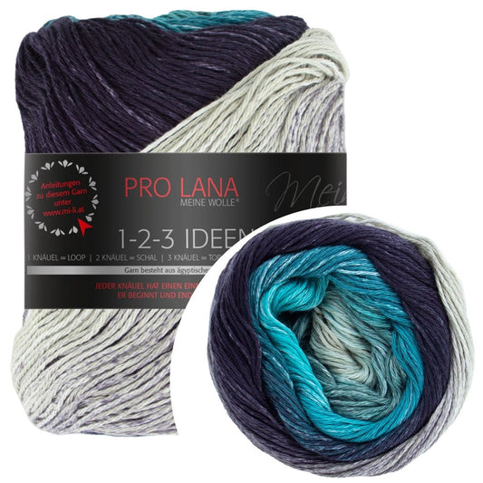Pro Lana - 1-2-3 IDEEN Farbverlaufsgarn - 10 ozean - 100% Baumwolle