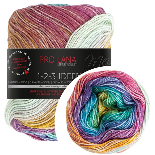 Pro Lana - 1-2-3 IDEEN Farbverlaufsgarn - 07 rainbow - 100% Baumwolle