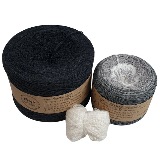 Modalgarn-Set für das Dreieckstuch "Picotong" (ohne Anleitung) - Grautöne