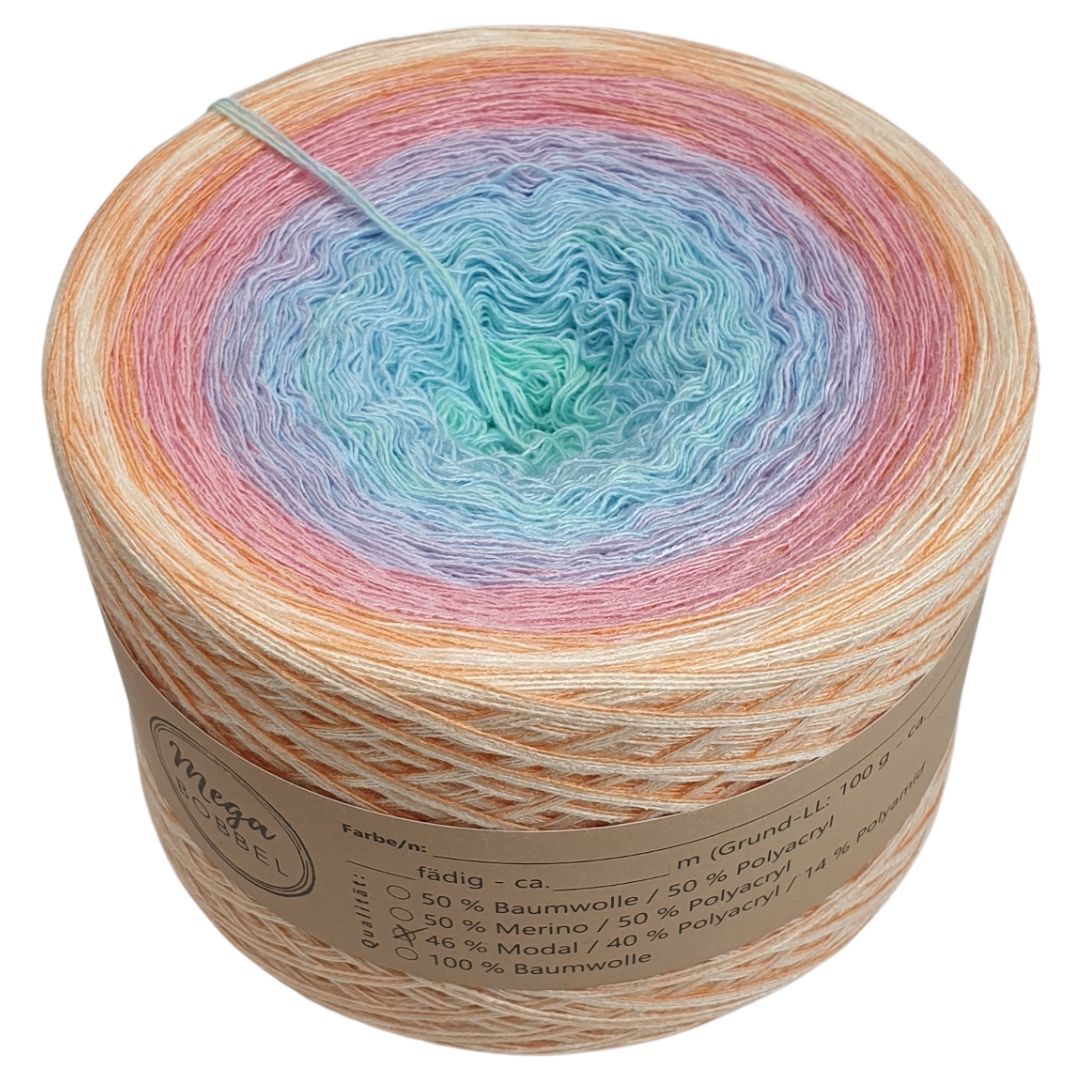 Regenbogenland ( 3 fäd.- ca. 300m - Außenfarbe: Vanille+Begonie)