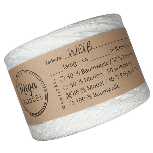 AB - Modal - Uni-Bobbel *Weiß* (4fäd.- ca. 400m)