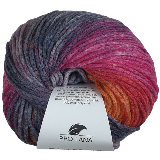 Pro Lana - FANTASIA - 50g/120m - Kettgarn mit Farbverlauf - 182 Grau Orange Pink