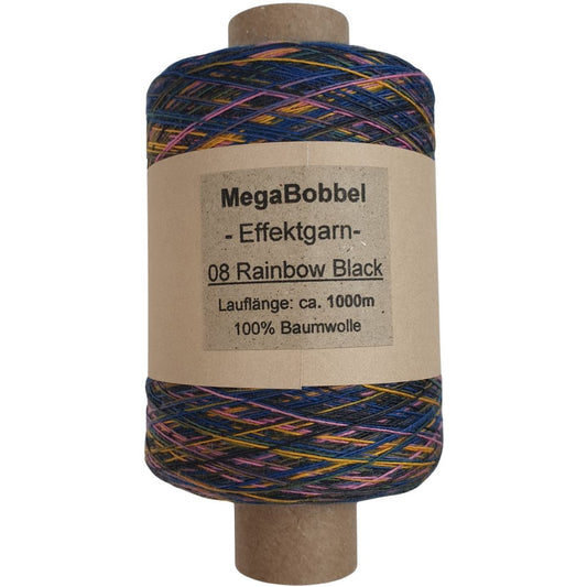 Effektgarn - 08 Rainbow Black - (BG8) - 1000m