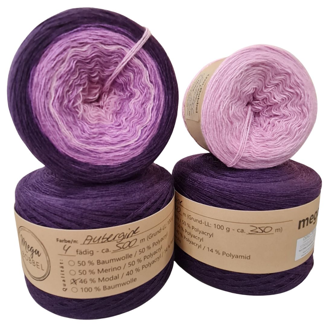 AB - Modal - Bobbel-Set Sock Rock Bag Lavendelglück (4fäd.-2x500m Aubergine/ 1x Verlauf 300m / 1x100m Orchidee)