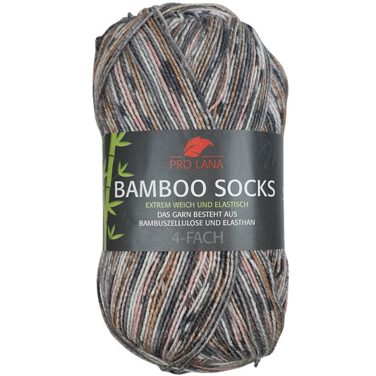 Pro Lana - BAMBOO Socks - 100g/400m (4fach) - 966 Grau & Apricot