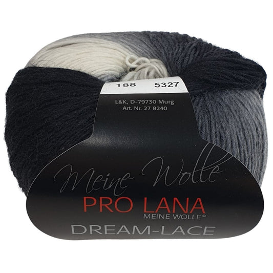 Pro Lana - DREAM LACE - 50g/200m - 188 Grau Schwarz
