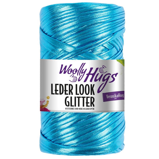 Woolly Hugs - Leder Look Glitter 200g - 65 Türkis metallic