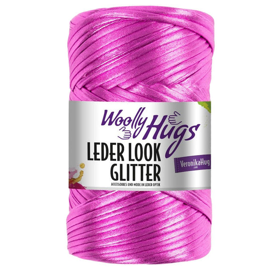 Woolly Hugs - Leder Look Glitter 200g - 34 Pink metallic