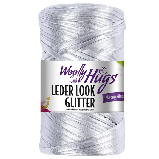 Woolly Hugs - Leder Look Glitter 200g - 91 Silber metallic