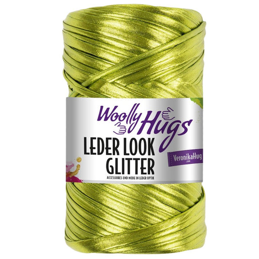 Woolly Hugs - Leder Look Glitter 200g - 74 Grün metallic
