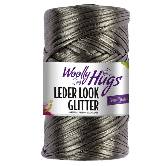Woolly Hugs - Leder Look Glitter 200g - 96 Grau metallic