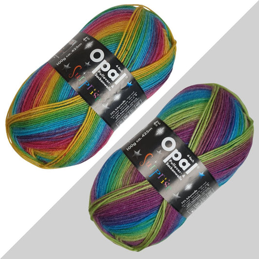 Opal - Surprise kunterbunt oder lila bunt - 100g/425m (4fach)