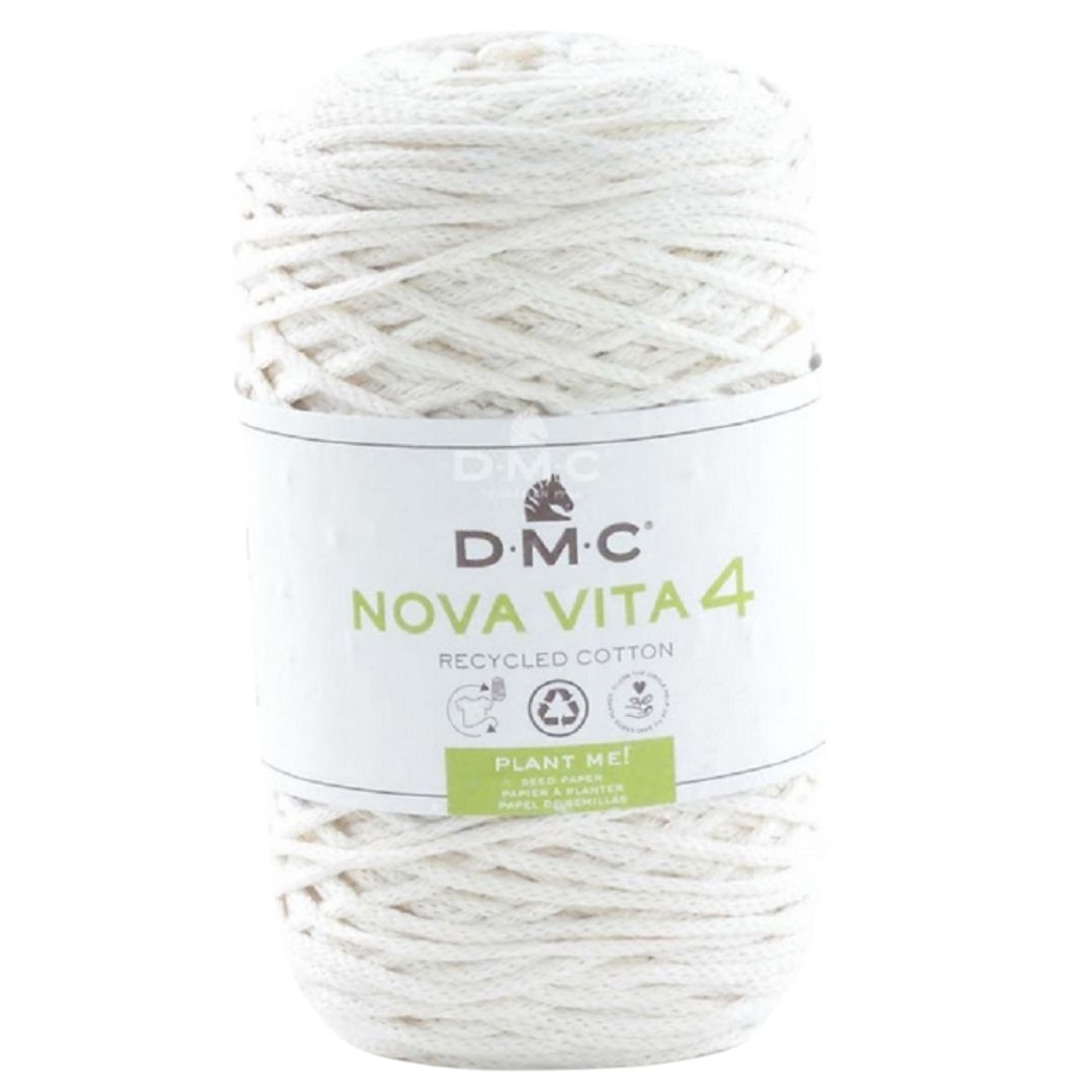 DMC Eco Nova Vita 4 (Einfarbig 250g) - 80% recycelte BW / 20% PES - 01 Creme