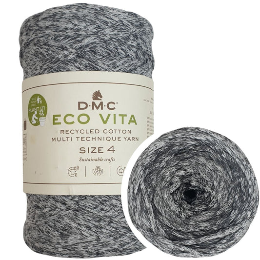 DMC Nova Vita 4 (Multicolor 250g) - 80% recycelte Baumwolle / 20% Polyester - 122 Grey Black