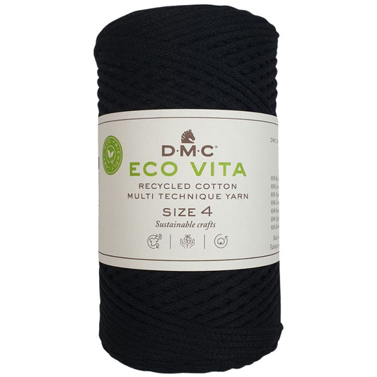 DMC Eco Nova Vita 4 (Einfarbig 250g) - 80% recycelte BW / 20% PES - 72 Schwarz