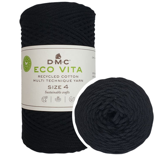 DMC Eco Nova Vita 4 (Einfarbig 250g) - 80% recycelte BW / 20% PES - 72 Schwarz