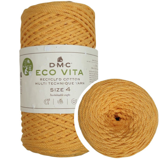 DMC Eco Nova Vita 4 (Einfarbig 250g) - 80% recycelte BW / 20% PES - 09 Gelb