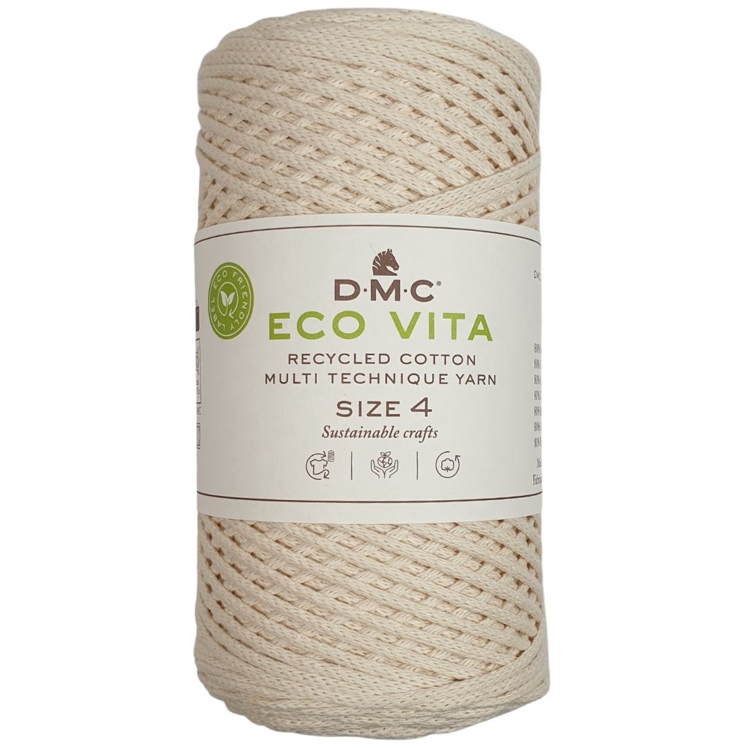 DMC Eco Nova Vita 4 (Einfarbig 250g) - 80% recycelte BW / 20% PES - 01 Creme