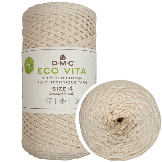 DMC Eco Nova Vita 4 (Einfarbig 250g) - 80% recycelte BW / 20% PES - 01 Creme