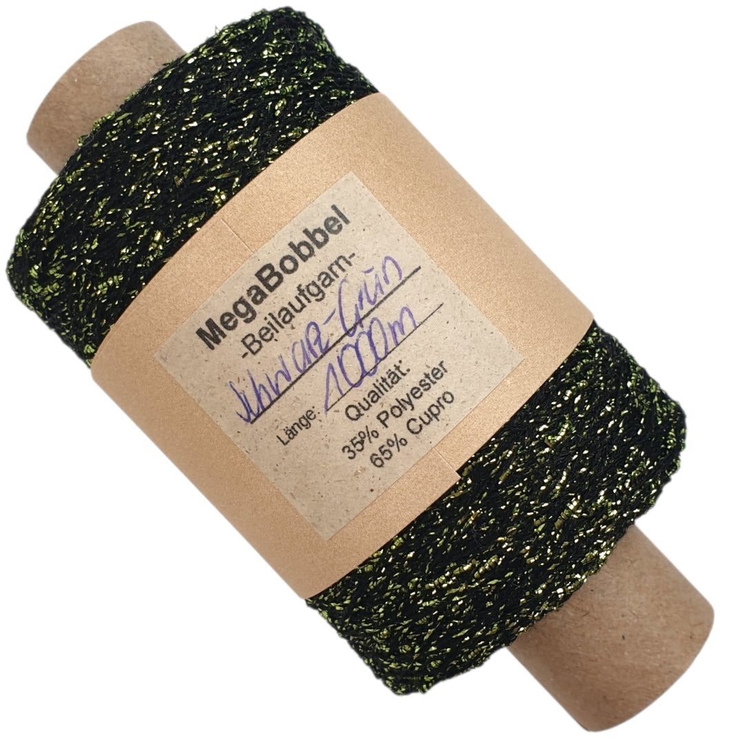 Glitzergarn - Schwarz-Grün - (BG54R) - dickeres Lurexgarn