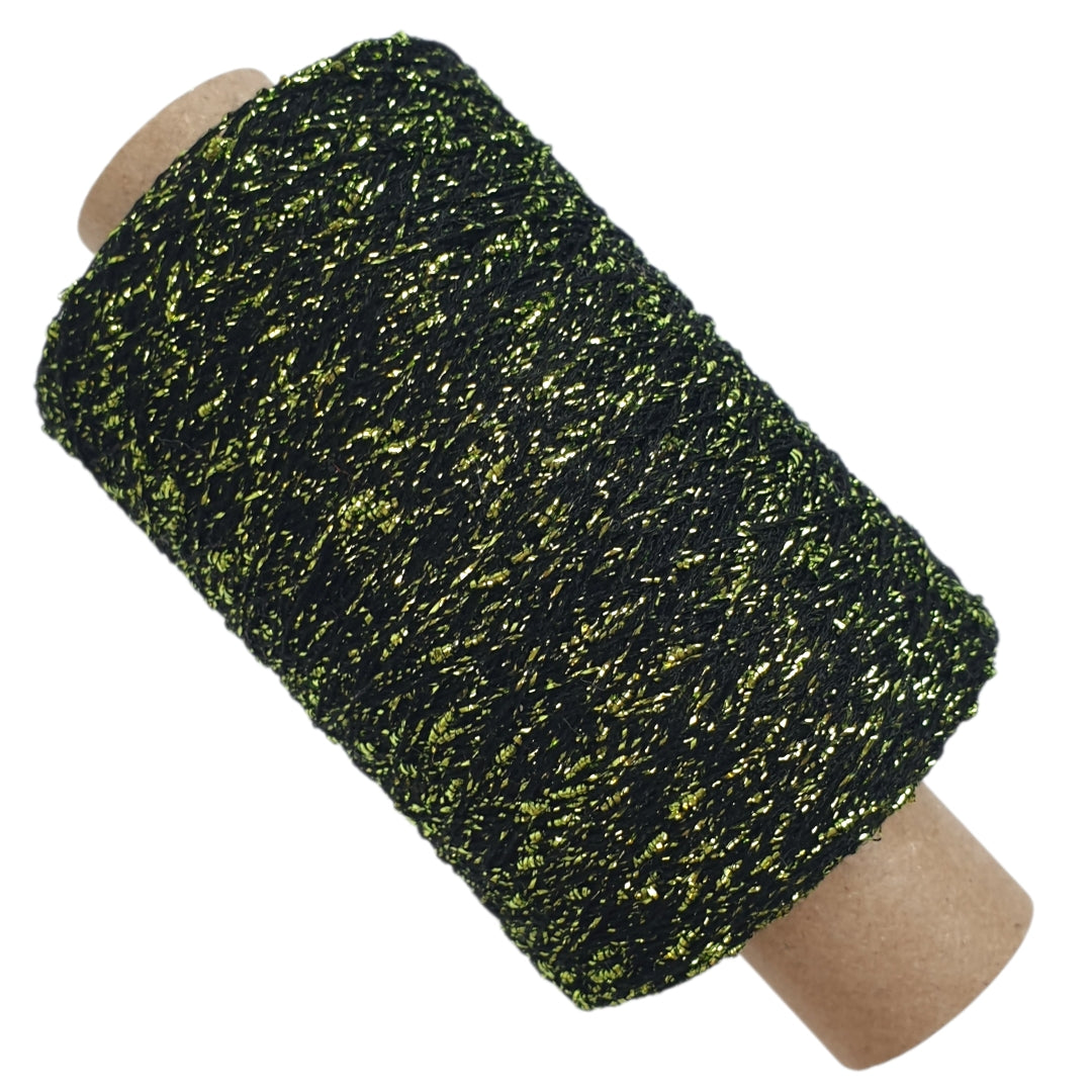 Glitzergarn - Schwarz-Grün - (BG54R) - dickeres Lurexgarn