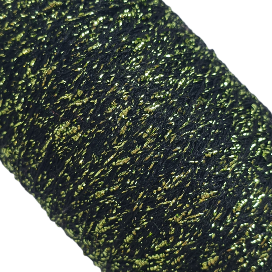 Glitzergarn - Schwarz-Grün - (BG54R) - dickeres Lurexgarn