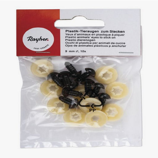 Plastik-Tieraugen - dunkelbraun (10Stk/Beutel)
