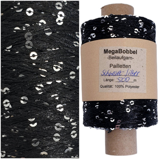 Paillettengarn - Schwarz-Silber - (BG20L)