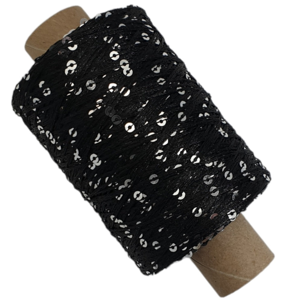 Paillettengarn - Schwarz-Silber - (BG20L)