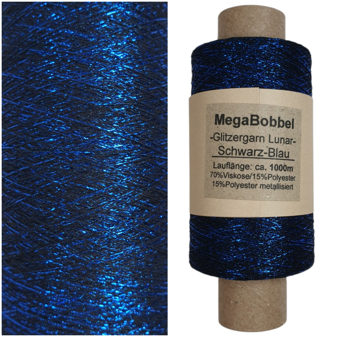 Lunar - Glitzergarn - Schwarz-Blau - (BG) - 1000m