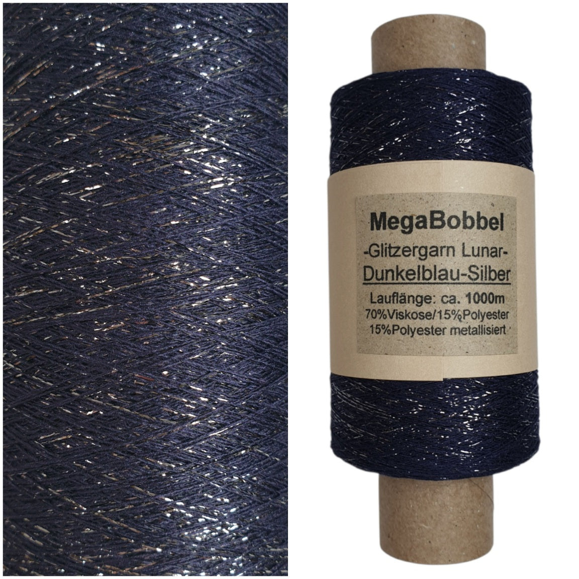 Lunar - Glitzergarn - Dunkelblau-Blau - (BG) - 1000m