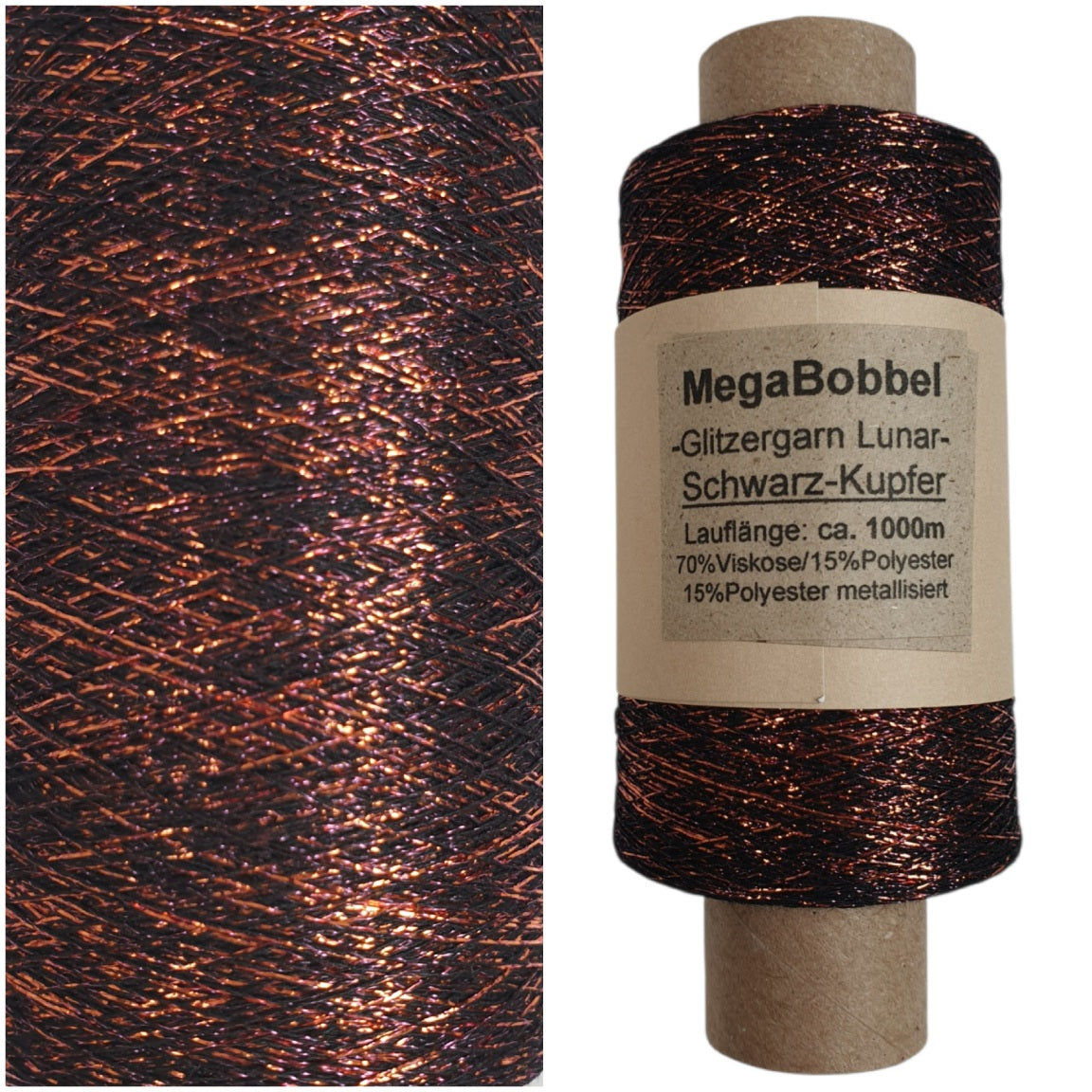 Lunar - Glitzergarn - Schwarz-Kupfer- (BG) - 1000m