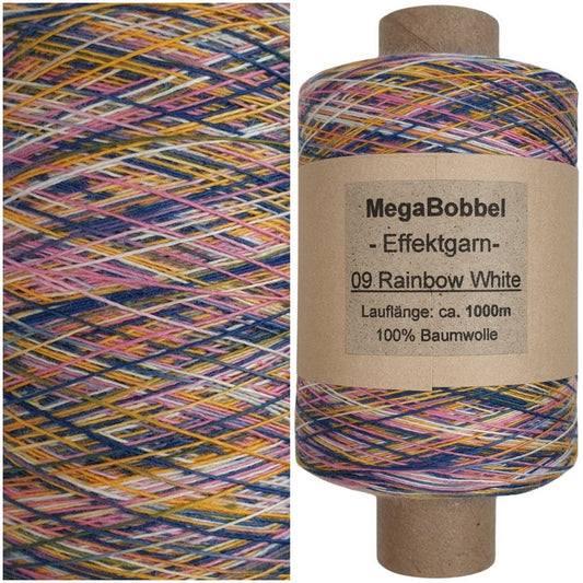 Effektgarn - 09 Rainbow White - (BG83) - 1000m