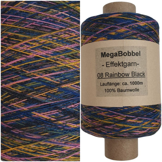 Effektgarn - 08 Rainbow Black - (BG8) - 1000m