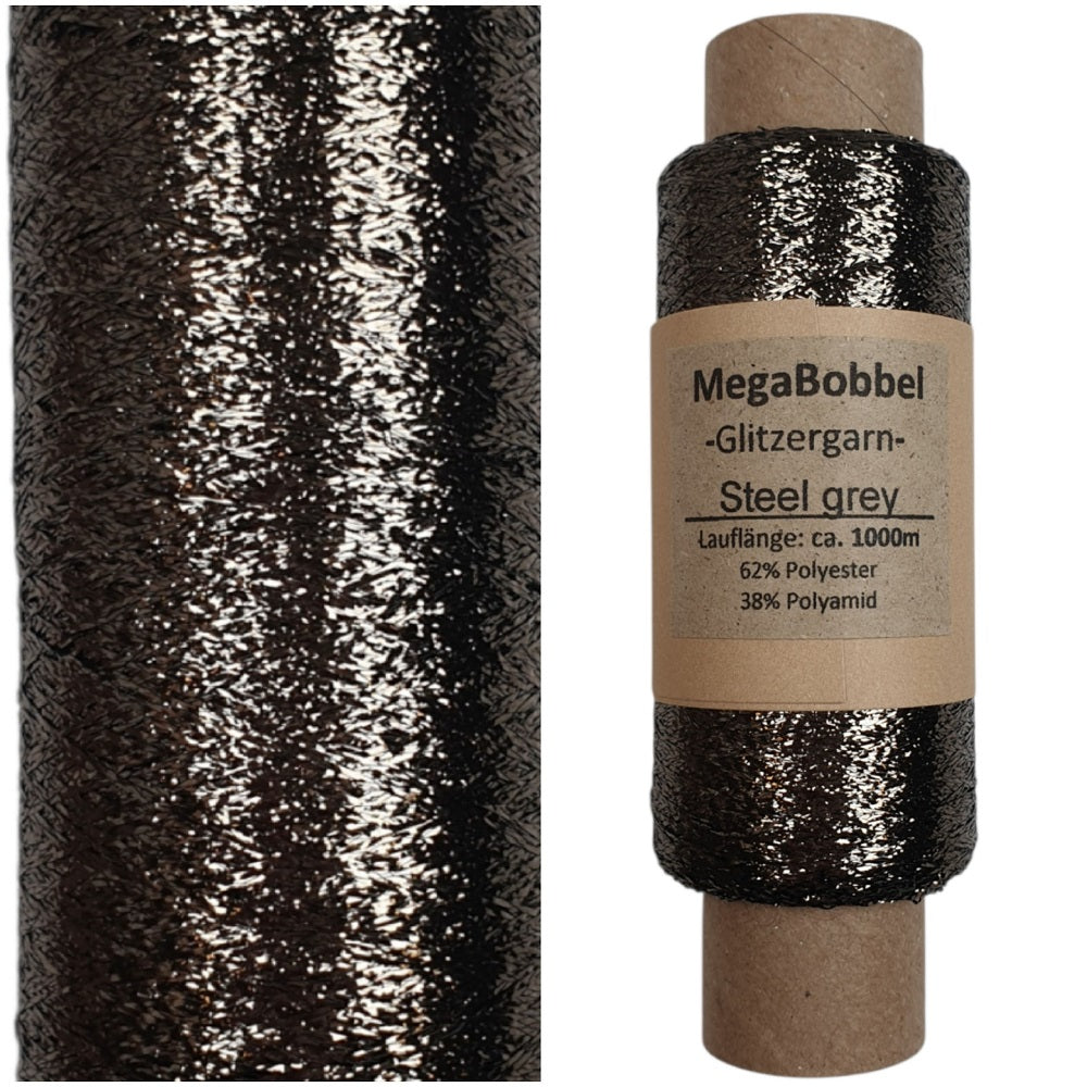 Glitzergarn - Steel grey - (BG14)