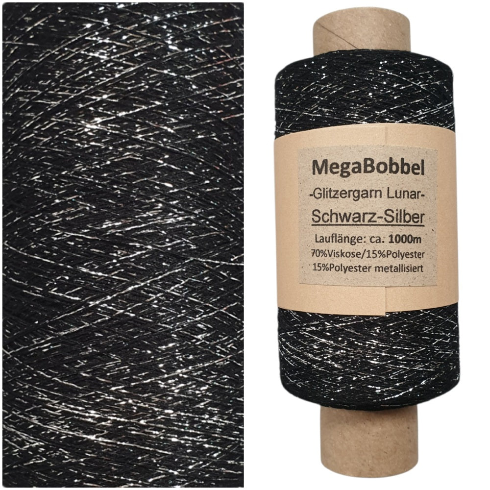 Lunar - Glitzergarn - Schwarz-Silber (BG) - 1000m